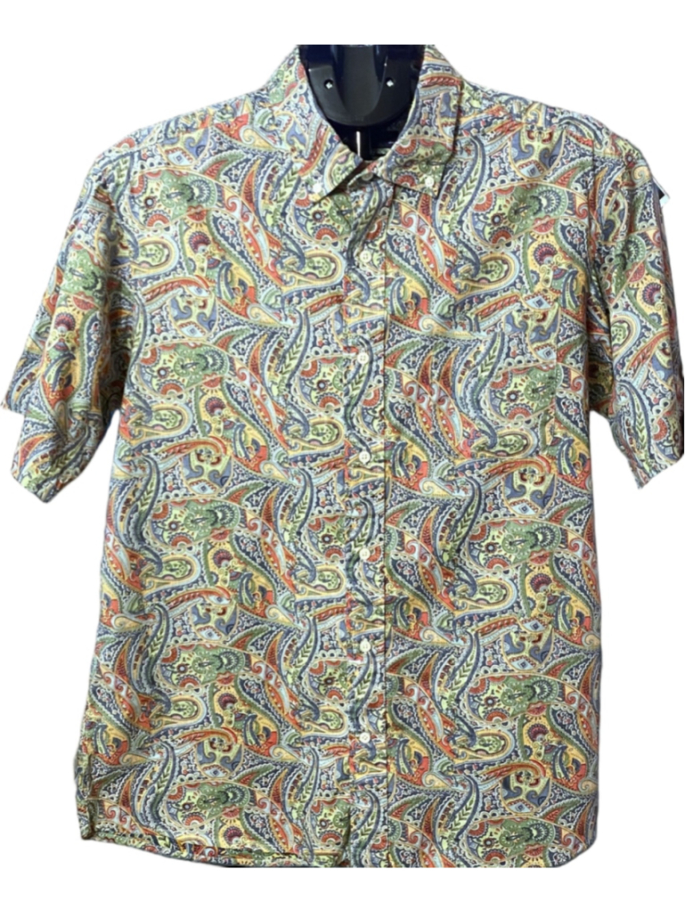 Cremieux Classics Mens L Paisley Short Sleeve Button Up Shirt Retro Boho